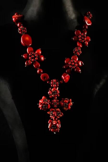 COLLAR FLORES CORAL