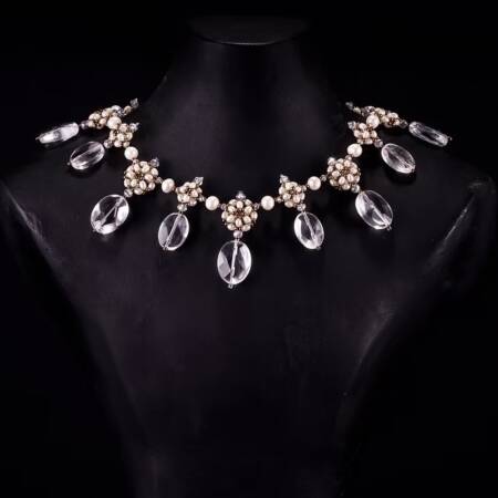 COLLAR CRISTALES Y PERLAS